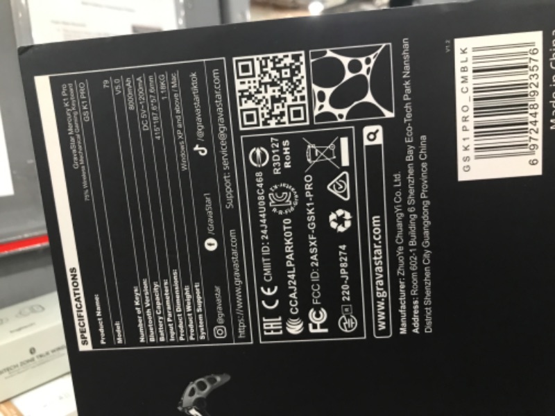 Photo 1 of (used)(sold for parts only) GravaStar Mercury K1 Pro 75% Wireless Mechanical Gaming Keyboard, Gasket Compact Custom Keyboard Hot-Swap Socket