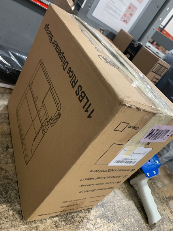 Photo 1 of 11 Lbs Rice Dispenser, Dry Food Storage Container with Scale Measuring Cup, BPA-Free Household for Kitchen Pantry Organization, White