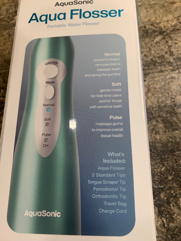 Photo 1 of ***(MISSING CHARGER/ UNABLE TO TEST)***AquaSonic Water Flosser - Cordless Rechargeable Water Flossers for Teeth Cleaning - Waterproof Aqua Flosser, Portable Oral Irrigator for Dental Cleaning with 5 Jet Tips – Braces Home Travel