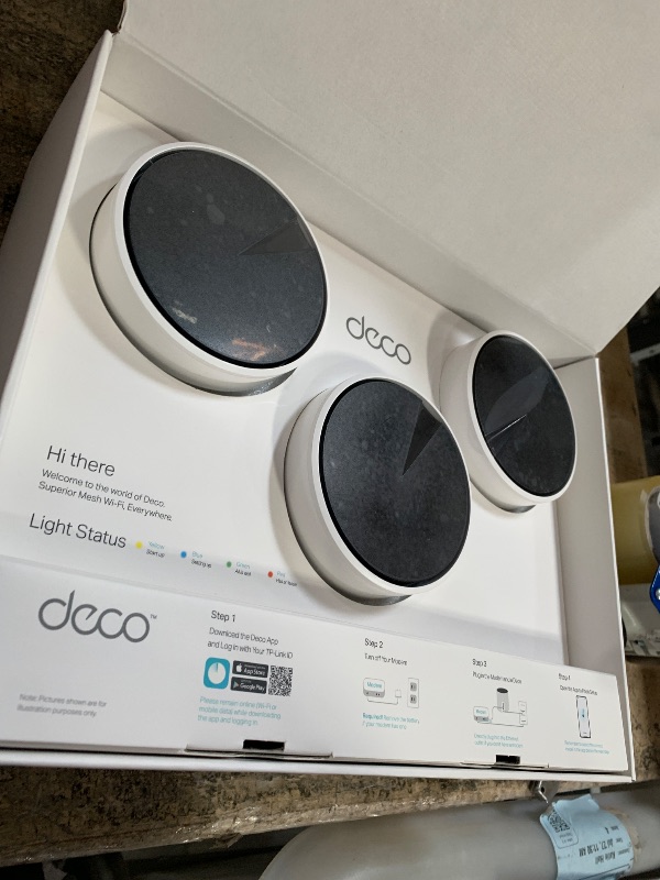 Photo 1 of (untested) (used/fair) TP-Link Deco X55 AX3000 WiFi 6 Mesh System - Covers up to 6500 Sq.Ft, Replaces Wireless Router and Extender, 3 Gigabit Ports per Unit, Supports Ethernet Backhaul, Deco X55(3-Pack)