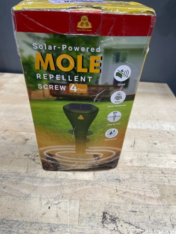 Photo 1 of Mole Repellent Solar Powered 4 Pack, Snake Vole Repellent Outdoor, IP65 Waterproof Snake Deterrent Gopher, Waterproof Sonic Mole Spikes for Lawn and Garden, Get Rid of Moles, Groundhogs, and Rodents
