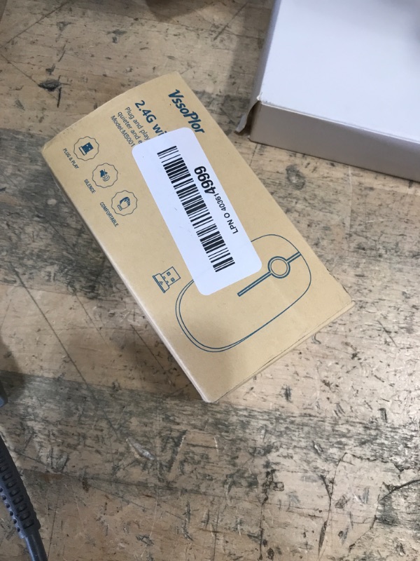 Photo 1 of Vssoplor Wireless Mouse, 2.4G Slim Portable Computer Laptop Mouse with Nano Receiver Quiet Silent Optical Mice for Notebook, PC, Laptop, Computer-White and Silver