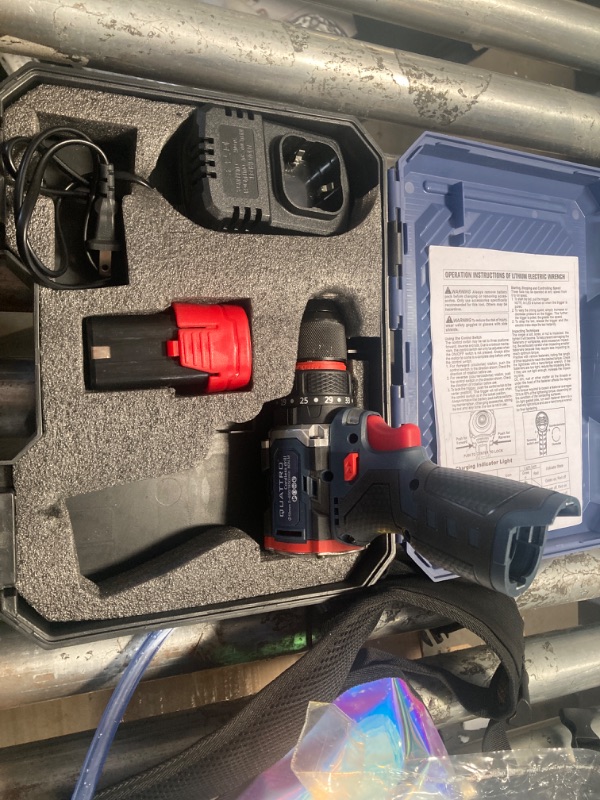 Photo 1 of (sold for parts) Yunir 18V Impact Driver, 80NM 1850 rpm Speed Electric Power Drill Set, Cordless Impact Wrench with LED Work Light, 2000mAh, Storage Box, for Wood Metal (US Plug)