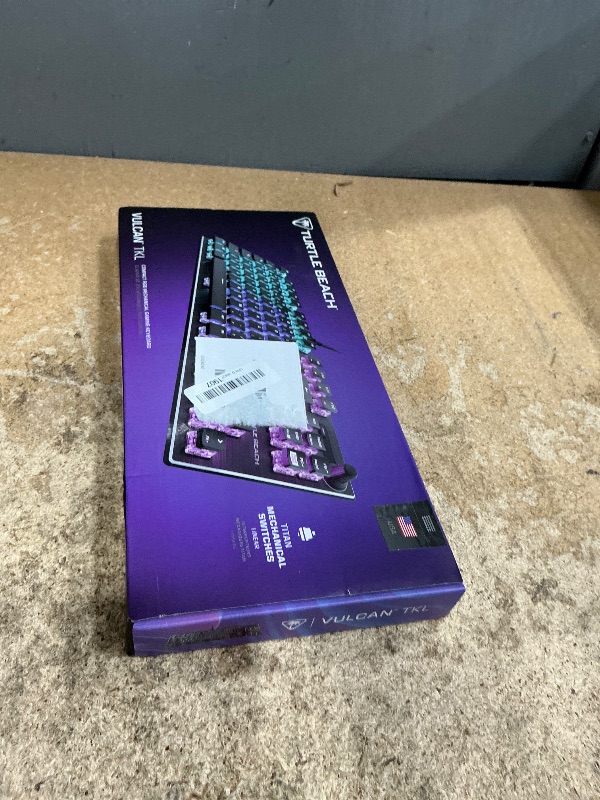 Photo 1 of (USED) Turtle Beach Vulcan TKL Tenkeyless Linear Mechanical Titan Switch PC Gaming Keyboard with Per-Key AIMO RGB Lighting, Anodized Aluminum Top Plate and Detachable USB-C Cable - Black