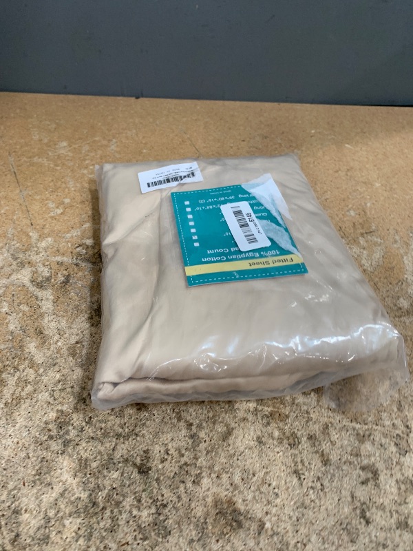 Photo 1 of 100% Egyptian Cotton Fitted Sheet Twin XL Size Only, 600 Thread Count, 8"-16" Deep Pocket Sateen Weave Bottom Sheet, Soft Breathable Comfy & Hotel Quality (Twin XL, Beige)