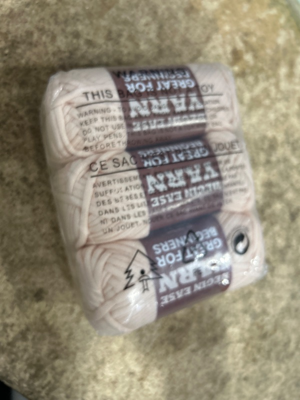 Photo 1 of 3x60g Pale Peach Yarn for Crocheting and Knitting;3x66m (72yds) Cotton Yarn for Beginners with Easy-to-See Stitches;Worsted-Weight Medium #4;Cotton-Nylon Blend Yarn for Beginners Crochet Kit Making