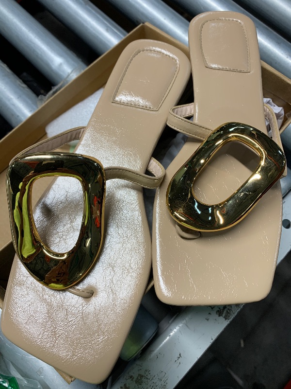 Photo 1 of (see all images) VOMIYALL Flip-Flops Sandals for Women Casual Open Square Toe Slip on Beach Thong Sandals Comfortable Fashion 