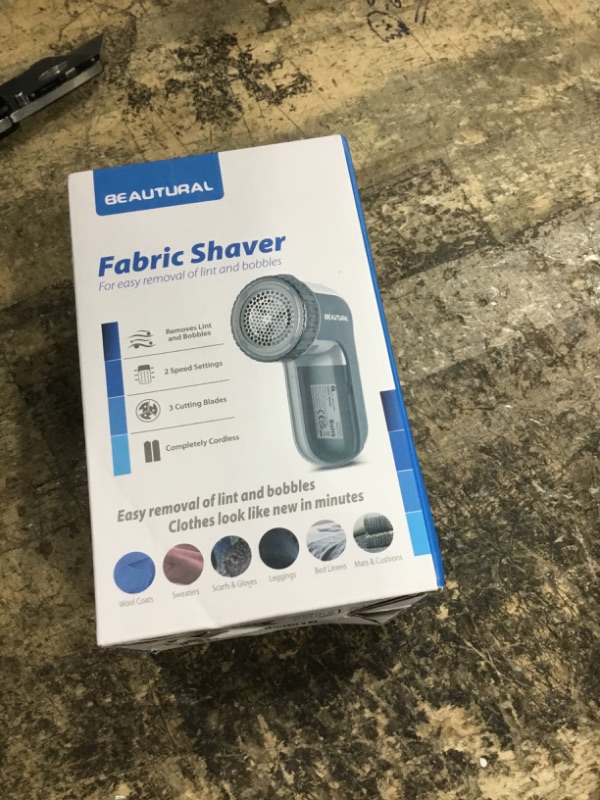 Photo 1 of (BATTERY NOT INCLUDED) BEAUTURAL Fabric Shaver and Lint Remover, Sweater Defuzzer with 2-Speeds, 2 Replaceable Stainless Steel Blades, Battery Operated, Remove Clothes Fuzz, Lint Balls, Pills, Bobbles Gray