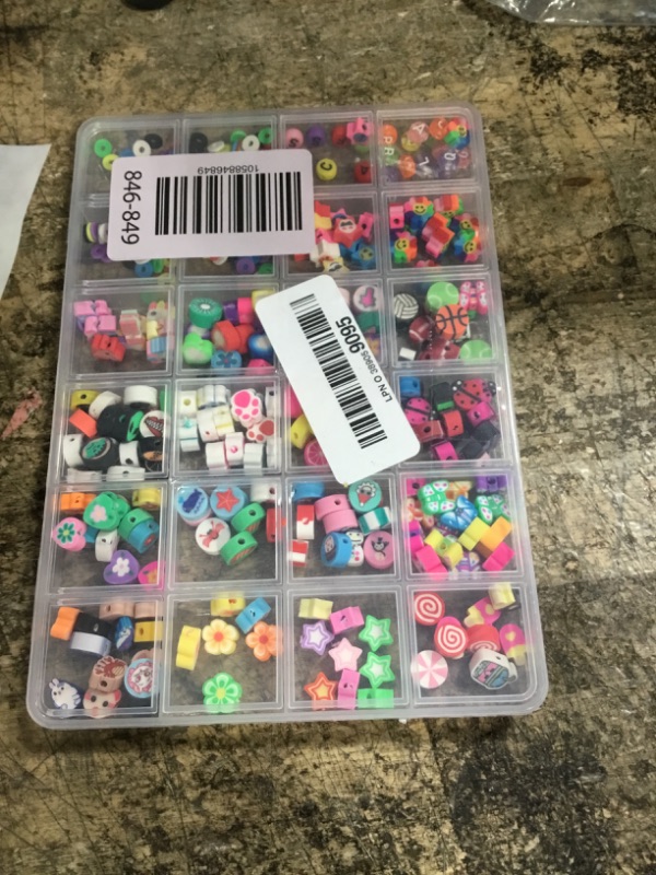 Photo 1 of 1000PCS Polymer Clay Beads Bracelet Making kit, 24 Style Cute Fun Beads Fruit Flower Animal Cake Butterfly Heart Beads Charms for Jewelry Necklace Earring Making DIY Accessories for Women Girls