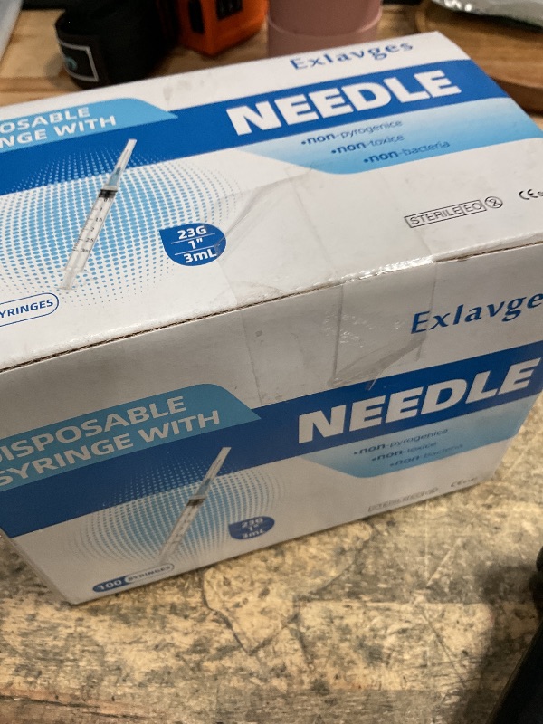 Photo 1 of 100 Pack Disposable 3ml/cc Lab Syringes with 23Ga 1 Inch Needle Luer Lock, Individually Sealed Packed