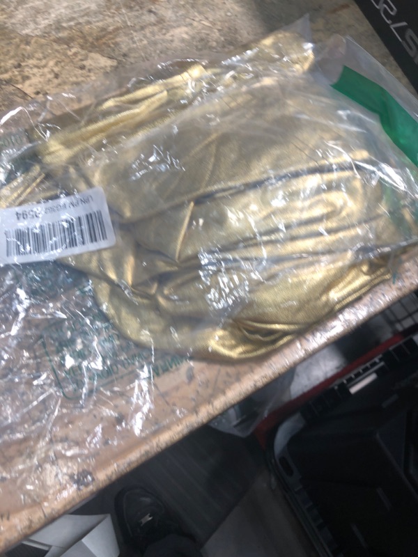 Photo 1 of ***(HEAVILY USED/ MINOR DAMAGE)***SOLY HUX Sexy Faux Leather Dress for Women Bodycon Strapless Party Club Midi Long Tube Dresses Pure Gold Large
