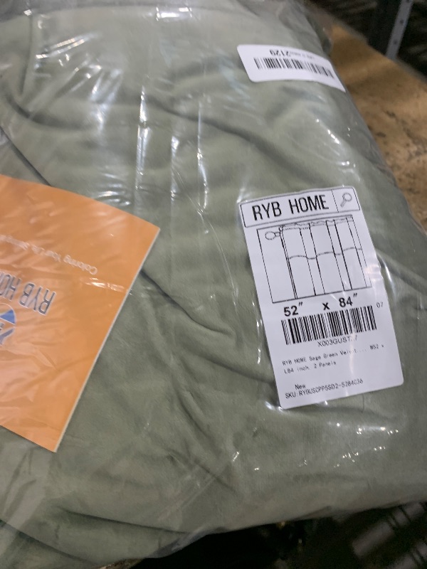 Photo 1 of RYB HOME Sage Green Velvet Curtains 84 inches, Room Darkening Super Soft Velvet Drapes with Pleat Tape for Living Room, Thermal Insulated Window Treatment for Bedroom, W52 x L84 inch, 2 Panels