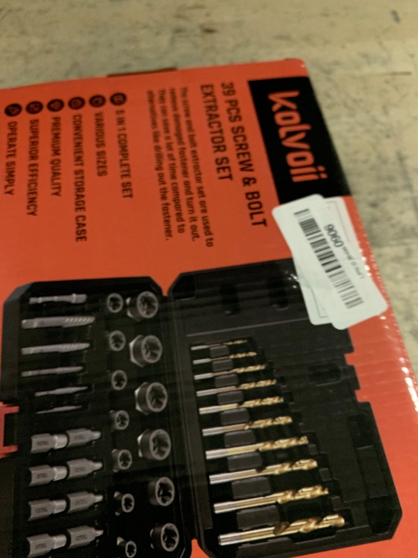 Photo 1 of Kolvoii Screw Extractor Set & Bolt Extractor Kit, Left Hand Drill Bit Set, 39 Pcs Multi-Spline Bolt Remover Tools, for Removing Broken, Stripped Bolts, Screws, 35#CR-MO 6542/4341 HSS Steel Cobalt