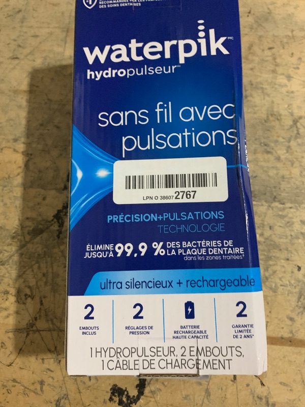 Photo 1 of (missing charger) Waterpik Cordless Pulse Rechargeable Portable Water Flosser for Teeth, Gums, Braces Care and Travel with 2 Flossing Tips, Waterproof, ADA Accepted, WF-20 White, Packaging May Vary