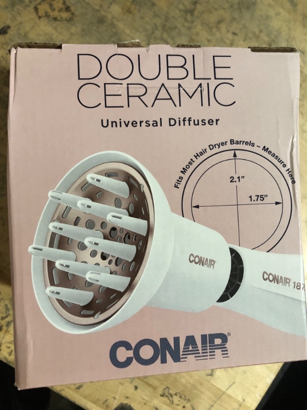 Photo 1 of Conair Double Ceramic Universal Diffuser, Adjustable Hair Dryer Attachment for Frizz-Free Curls to Fit Hair Dryer Nozzles from 1.75” to 2.3”