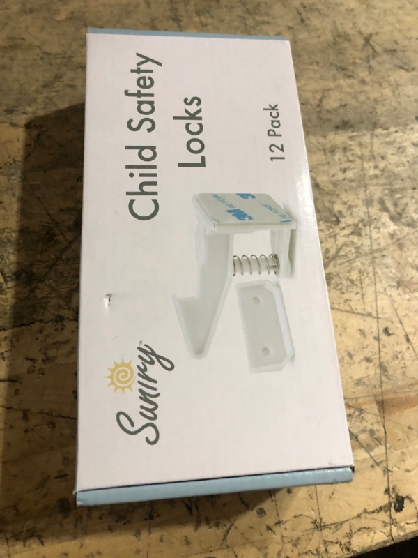 Photo 1 of **ADHESIVE COVERS REMOVED** 12 Pack Cabinet Locks Child Safety | Baby Safety Cabinet Locks NO Drilling 3M Adhesive Baby Proof Drawer Lock Child proofing cabinets latches for Kids Latch for Drawers & Door Child Safety Locks