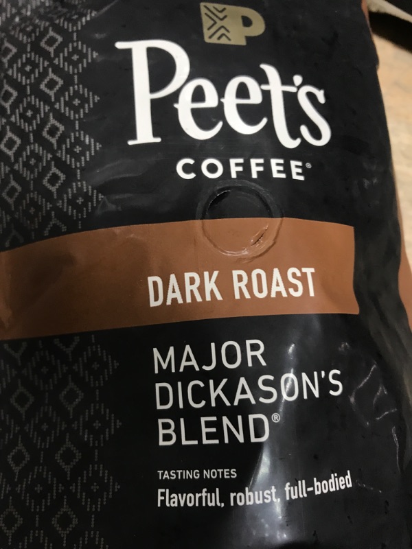 Photo 1 of  EXP 08/25/25
Peet's Coffee, Dark Roast Whole Bean Coffee - Major Dickason's Blend 18 Ounce Bag