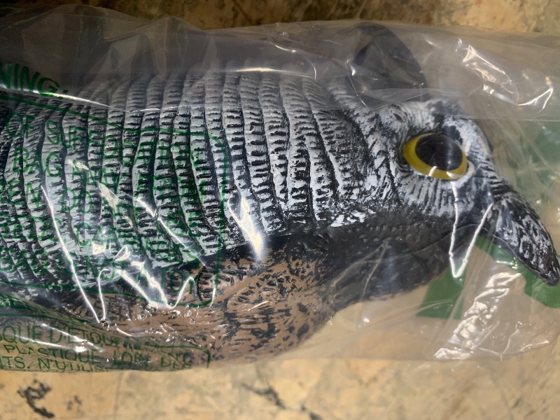 Photo 1 of 1-Pack Owl Decoys for Bird Deterrent - Weatherproof Bird Repellent Devices for Outdoor Use - Plastic Owls to Scare Birds Away and Control Garden Pests