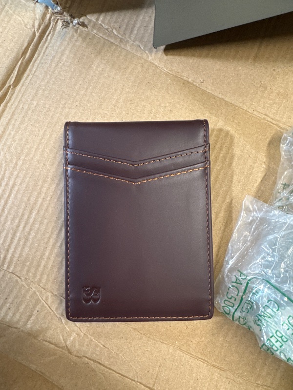 Photo 1 of (USED/FAIR) (BAGGED) SERMAN BRANDS Money Clip Wallet - Mens Wallets slim Front Pocket RFID Blocking Card Holder Minimalist Mini Bifold (Melted Chocolate Transformer)
