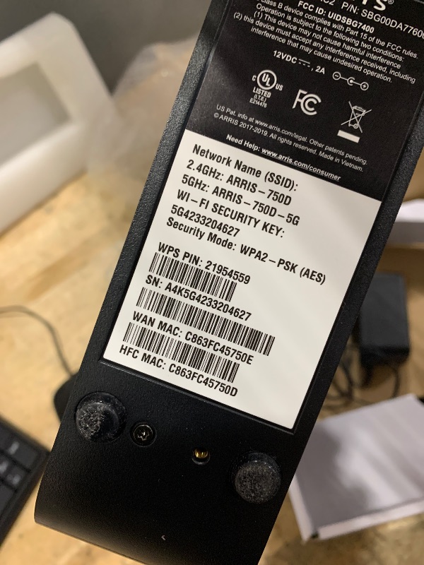 Photo 1 of **FOR PARTS ONLY**
ARRIS (SBG7600AC2) - Cable Modem Router Combo - DOCSIS 3.0 & AC2350 WiFi, for Comcast Xfinity, Cox, check with ISP for compatibility [Not for Spectrum] Four 1 Gbps Ports , 800 Mbps Max Internet Speeds
