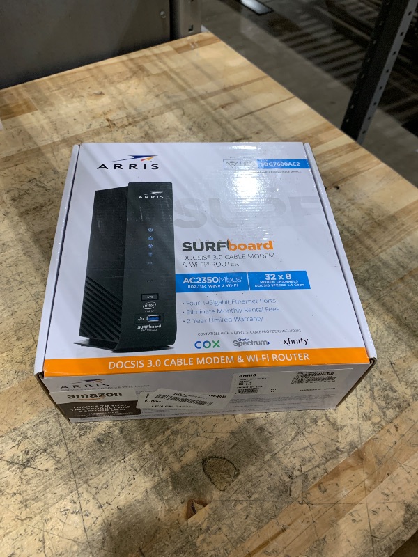 Photo 1 of **FOR PARTS ONLY**
ARRIS (SBG7600AC2) - Cable Modem Router Combo - DOCSIS 3.0 & AC2350 WiFi, for Comcast Xfinity, Cox, check with ISP for compatibility [Not for Spectrum] Four 1 Gbps Ports , 800 Mbps Max Internet Speeds