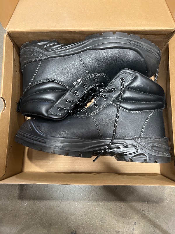 Photo 1 of NINGO Steel Toe Work Boots for Men, Non Slip & Puncture Resistant Construction Boots with Breathable Lining, EH Protection, Comfortable Mens Safety Leather Work Shoes for Industrial, Walking Warehouse size 10