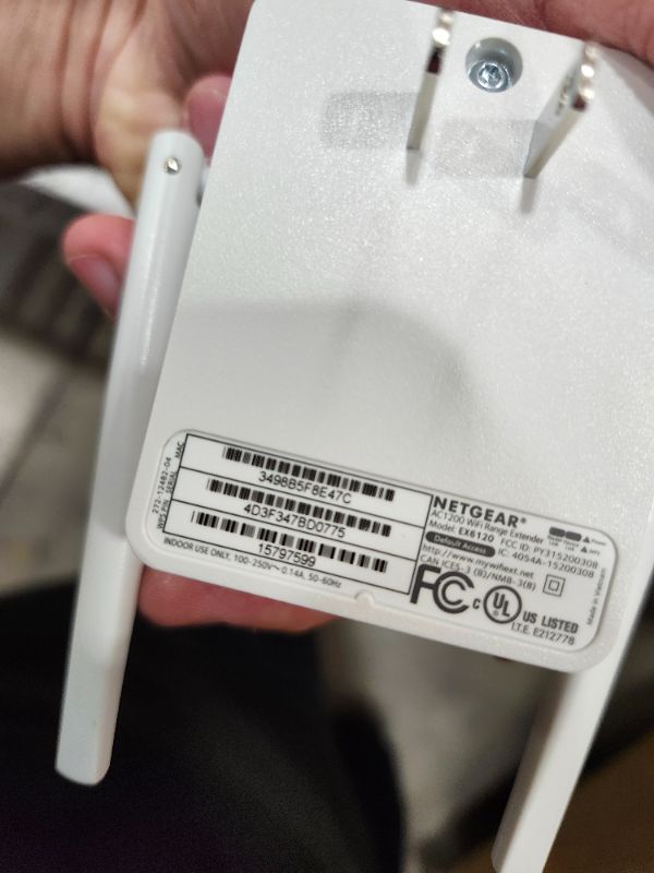 Photo 1 of (used/fair) NETGEAR WiFi Range Extender (EX6120) - Add up to 1,500 sq. ft., 25 Devices - AC1200 Dual Band Wireless Signal Booster & Repeater (Up to 1.2 Gbps Speed), Compact Wall Plug Design – Free Expert Help