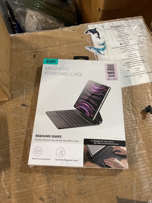 Photo 1 of (MISSING MAGNETIC CASE) ESR iPad Air 13 Inch Case Keyboard (M3/M2, 2025/2024) & iPad Pro 12.9 inch (3/4/5/6th Gen) Magic Keyboard, Easy-Set Floating Cantilever Stand, Precision Multi-Touch Trackpad, Rebound Series, Black