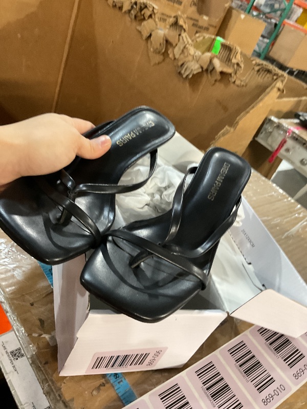 Photo 1 of (6.5) DREAM PAIRS Heels for Women Flip Flops Kitten Low Heels Open Square Toe Thong Heeled Sandals, Fashion Comfort Shoes for Party Casual Slides,Size 6.5,Black,DWUMFF2503