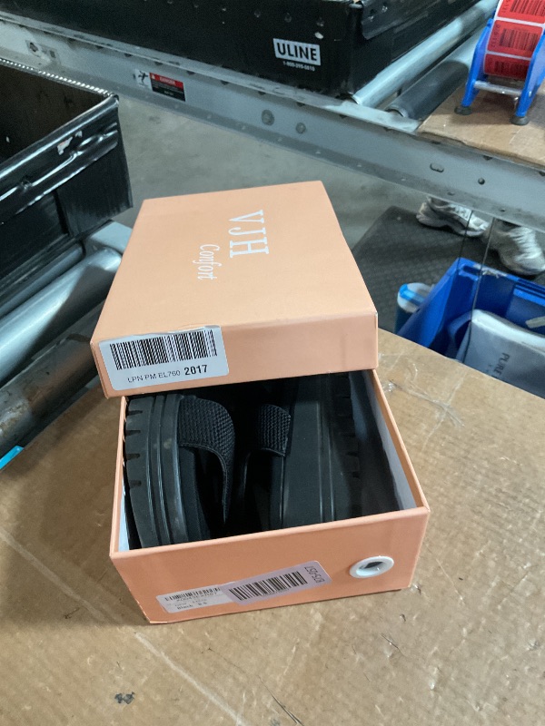 Photo 1 of ***(HEAVILY USED/ MINOR DAMAGE)***VJH confort Women's Wedge Sandals, Open Toe Ankle Strap Casual Platform Sandals(Black,8.5)