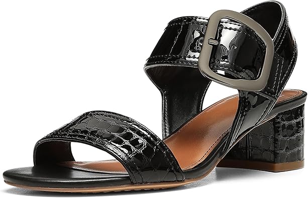 Photo 1 of (SIZE 8) (STYPE VARIATION) (DISCONTIUNED) Donald Pliner Women’s VIXI Sandal – Croco Patent & Calf Leather – Block Heel Sandals for Women, Women’s Heeled Sandal, Comfortable Sandals for Women, Leather Sandals, Chunky Heels for Women, 9
