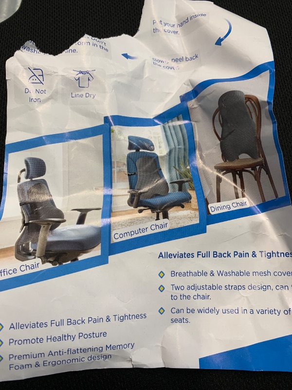 Photo 1 of (used)(please see all images) Teemour Support Pillow for Office Chair, Fully Support Entire Back Cushion Pain Relief Promotes Posture- Memory Foam