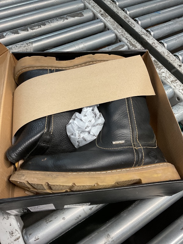 Photo 1 of **DIRTY** SUREWAY Mens 10 in Soft/Steel Toe Waterproof Wellington Boot,Heavy Duty Pull On Work Boots for Men,Full Grain Leather,Goodyear Welted,Superior Slip Resistant,Waterproof Soft Toe Black,Size 10