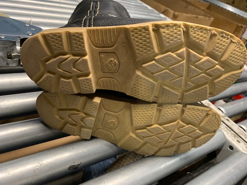 Photo 1 of **DIRTY** SUREWAY Mens 10 in Soft/Steel Toe Waterproof Wellington Boot,Heavy Duty Pull On Work Boots for Men,Full Grain Leather,Goodyear Welted,Superior Slip Resistant,Waterproof Soft Toe Black,Size 10