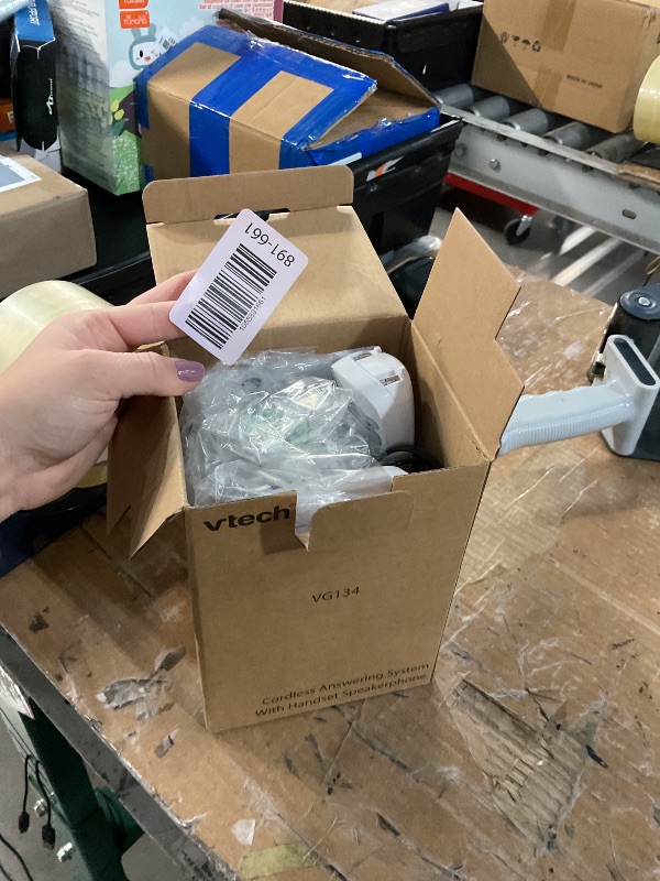 Photo 1 of [New] VTech VG134 DECT 6.0 Cordless Home Phone with Bluetooth Connection, Digital Answering Machine, Backlit Display,Full Duplex Speakerphone, Caller ID/Call Waiting,1000 ft Range (White/Grey)