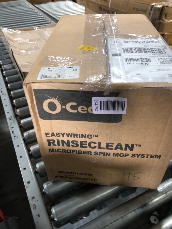 Photo 1 of ***************MISSING THE MOPHEADS***************
ANREKEYH Spin Mop Head, Base, Handle Replacement for O-Ceda EasyWring Microfiber Spin Mops, 2 Microfiber Mop Refills, 1 Triangle Head Cover and 30-58in Handle Set Combo (White(1 Tank System))