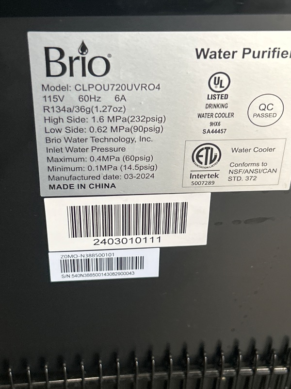 Photo 1 of ***FACTORY SEALED***Brio Moderna Reverse Osmosis Bottleless Water Cooler Dispenser - Self-Cleaning, Dispenses Hot and Cold Water, TDS Meter, Child Safety Lock, Digital Display and LED Light