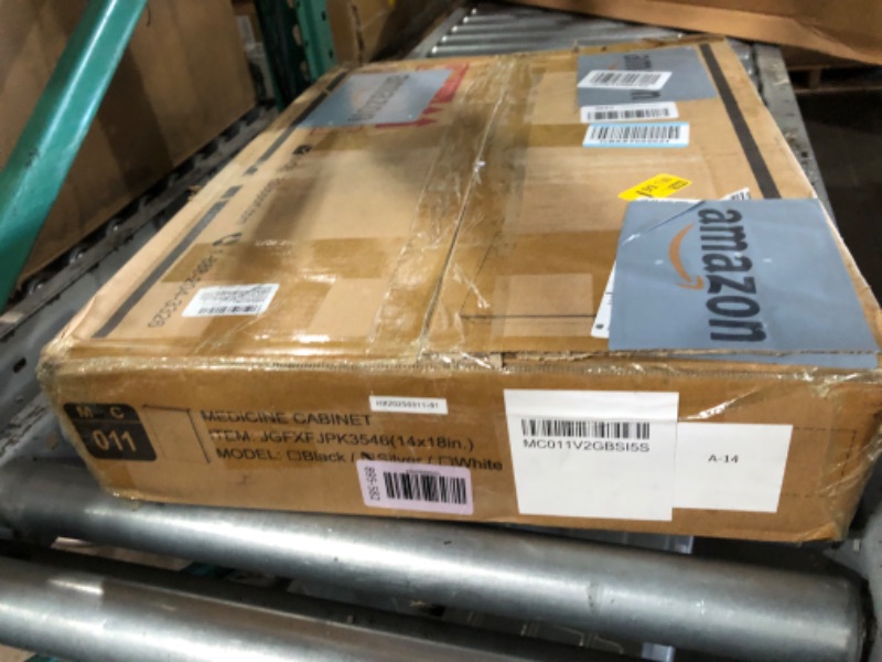 Photo 1 of (grey) (used/fair) Keonjinn 20" x 30" Medicine Cabinets for Bathroom with Mirror Recessed or Surface Wall-Mounted Aluminum Alloy Framed Beveled Mirror, Single Door Metal Bathroom Vanity Mirror with Storage Cabinet
