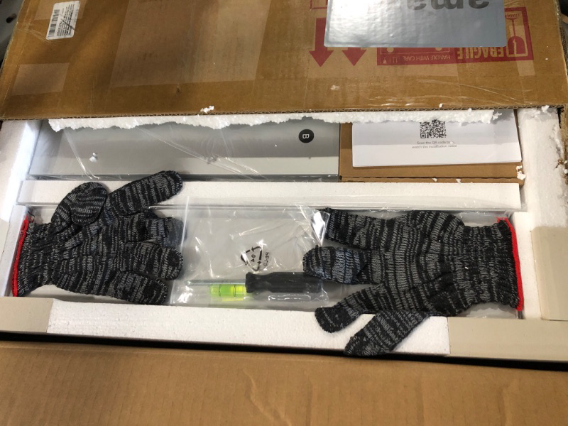 Photo 1 of (grey) (used/fair) Keonjinn 20" x 30" Medicine Cabinets for Bathroom with Mirror Recessed or Surface Wall-Mounted Aluminum Alloy Framed Beveled Mirror, Single Door Metal Bathroom Vanity Mirror with Storage Cabinet
