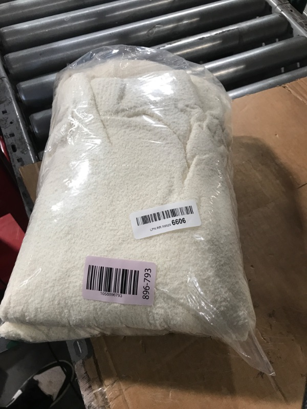 Photo 1 of (XL) (BAGGED) TOLENY Women Fuzzy 3 Piece Lounge Sets Open Front Cardigan Crop Top Wide Leg Pants Sweatsuit Outfits White XL