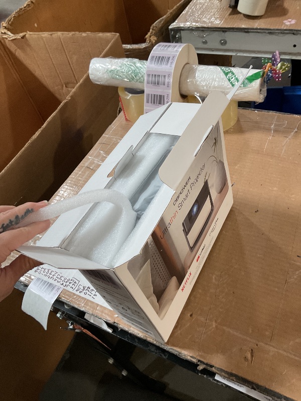 Photo 1 of [Ultra-Slim 1.97"| Netflix Licensed | AI Auto Focus | 360° Stand] Smart Mini Projector with WiFi 6 & Bluetooth, Built-in Netflix/YouTube/Disney+/Hulu, DBPOWER N5 Movie Projector for Bedroom (Black)