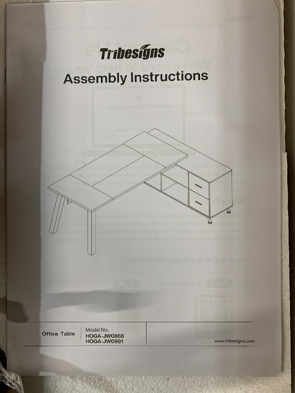 Photo 1 of (incomplete item)(parts only) Tribesigns 78.7-Inch Executive Desk, L-Shaped Desk with 55-Inch Cabinet, Large Office Desk with Storage Shelves