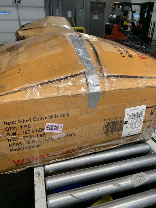 Photo 1 of ***(PARTS ONLY/ MISSING PARTS/ NON FUNCTIONAL)***3 in 1 Sleeper Sofa Couch Bed, Small Tufted Velvet Convertible Loveseat Futon Sofa w/Pullout Bed, Adjustable Backrest, Cylinder Pillows for Living Room Apartment, Easy to Assemble, Grey, 55.5"
