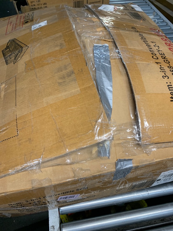 Photo 1 of ***(PARTS ONLY/ MISSING PARTS/ NON FUNCTIONAL)***3 in 1 Sleeper Sofa Couch Bed, Small Tufted Velvet Convertible Loveseat Futon Sofa w/Pullout Bed, Adjustable Backrest, Cylinder Pillows for Living Room Apartment, Easy to Assemble, Grey, 55.5"
