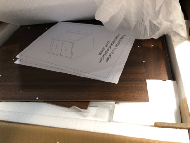 Photo 1 of ***PARTIAL SET - PRICE ADJUSTED*****ONLY ONE NIGHT STAND**   Merax 4-Pcs Queen Size Bed Frame Dresser Night Stand Bedroom Set, Platform with USB Charging Ports Storage Headboard & 1 x 5 Drawers Cabinet & 2 x Nightstands, Wooden, Walnut