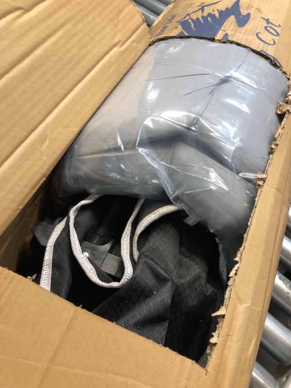 Photo 1 of (USED/FAIR) HABUTWAY Camping Cot with Mattress, 32" Extra Wide Camping Cots for Adults, Sleeping Cot for Adults Holds Up to 600LBS, Cots for Sleeping, Camp, Rv, Beach, Patio, Office Naps(Blue)