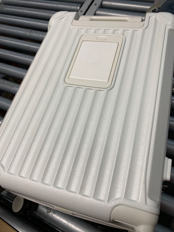 Photo 1 of (used)(see images) Joyway Carry On Luggage, Expandable Suitcase with Smart Cup Holder and USB Port, 20 IN Hardside Checked with TSA Lock Spinner Double Wheels, White