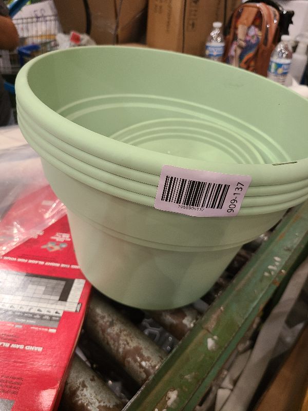 Photo 1 of 16 inch Plastic-Flower-Pot-for-Indoor-Plants, 4 Pack Large Outdoor Planter Pot with Drainage Holes & Saucers, Resin Decorative Garden Pots Planters