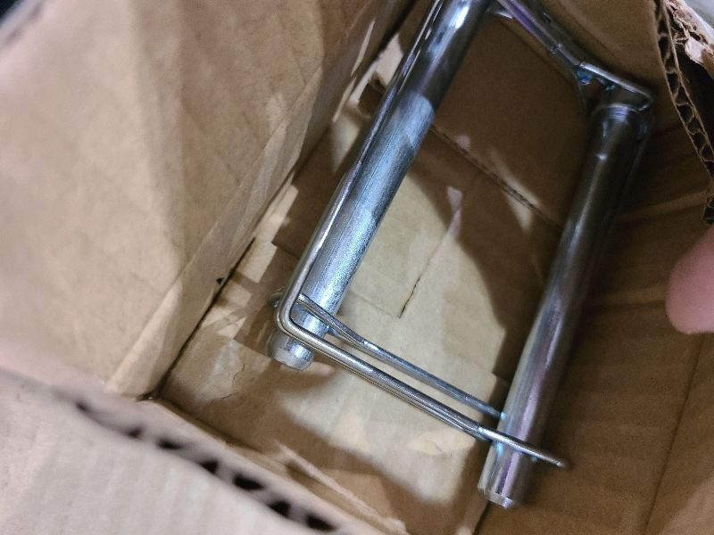 Photo 1 of 2 Pack 3/8x4inch Trailer Coupler Pin, Heavy Duty Hitch Pin Towing Hitch Accessories Safety Wire Lock Pin Clip for Towing, Secure PTO Shaft, Trailers, RVs, Boats, and Farm Equipment