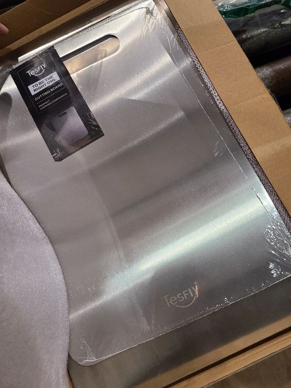 Photo 1 of 2 Pack Titanium Cutting Board - 100% Pure Titanium Cutting Boards For Kitche,Easy to clean, Double-sided food-grade Cutting Board For Meats, Fruits And Vegetables (M+L)